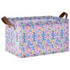 ALAZA Seahorse Flower Palm Leaves Rectangular Closet Storage Box Storage Bin Basket Storage Cube with Leather Handles Nursery Storage Laundry Hamper 2 Piece view 1