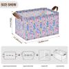 ALAZA Seahorse Flower Palm Leaves Rectangular Closet Storage Box Storage Bin Basket Storage Cube with Leather Handles Nursery Storage Laundry Hamper 2 Piece view 3