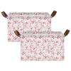 ALAZA Cherry Blossom Flower Fruit Rectangular Closet Storage Box Storage Bin Basket Storage Cube with Leather Handles Nursery Storage Laundry Hamper 2 Piece view 2