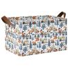 ALAZA Cartoon Fox Mushroom Bird Rectangular Closet Storage Box Storage Bin Basket Storage Cube with Leather Handles Nursery Storage Laundry Hamper 2 Piece view 1