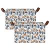 ALAZA Cartoon Fox Mushroom Bird Rectangular Closet Storage Box Storage Bin Basket Storage Cube with Leather Handles Nursery Storage Laundry Hamper 2 Piece view 2
