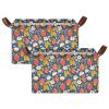 ALAZA Cartoon Strawberry White Flower Rectangular Closet Storage Box Storage Bin Basket Storage Cube with Leather Handles Nursery Storage Laundry Hamper 2 Piece view 2