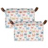 ALAZA Cartoon Crab Rectangular Closet Storage Box Storage Bin Basket Storage Cube with Leather Handles Nursery Storage Laundry Hamper 2 Piece view 2