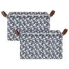 ALAZA Flower Blue Leaves Elegant Rectangular Closet Storage Box Storage Bin Basket Storage Cube with Leather Handles Nursery Storage Laundry Hamper 2 Piece view 2