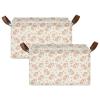 ALAZA Hipster Hamster Flower Floralhippo Rectangular Closet Storage Box Storage Bin Basket Storage Cube with Leather Handles Nursery Storage Laundry Hamper 2 Piece view 2