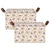 ALAZA Hedgehog Mushroom Leaves White Rectangular Closet Storage Box Storage Bin Basket Storage Cube with Leather Handles Nursery Storage Laundry Hamper 2 Piece view 2
