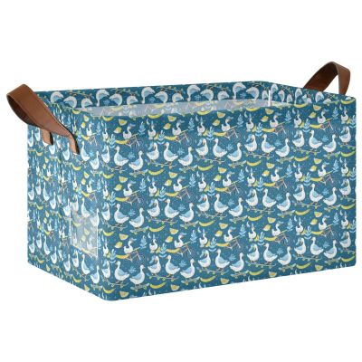 ALAZA Duck Goose Lemon Rectangular Closet Storage Box Storage Bin Basket Storage Cube with Leather Handles Nursery Storage Laundry Hamper 2 Piece