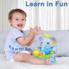 Baby Elephant Musical Stuffed Animals Toy with Light-Up Music & Crinkle,Infant Bilingual Early Learning Education Toys,1st Easter Basket Shower Stuffers for 0-3-6-12+ Months Boy Girl Gifts,Blue view 4