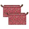 ALAZA Cartoon Red Cherry Rectangular Closet Storage Box Storage Bin Basket Storage Cube with Leather Handles Nursery Storage Laundry Hamper 2 Piece view 2