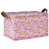 ALAZA Bear Rainbow Flower Floral Rectangular Closet Storage Box Storage Bin Basket Storage Cube with Leather Handles Nursery Storage Laundry Hamper 2 Piece view 1