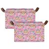 ALAZA Bear Rainbow Flower Floral Rectangular Closet Storage Box Storage Bin Basket Storage Cube with Leather Handles Nursery Storage Laundry Hamper 2 Piece view 2
