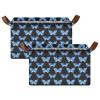 ALAZA Blue Butterfly Black Rectangular Closet Storage Box Storage Bin Basket Storage Cube with Leather Handles Nursery Storage Laundry Hamper 2 Piece view 2
