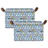 ALAZA Cat Kitten Star Blue Rectangular Closet Storage Box Storage Bin Basket Storage Cube with Leather Handles Nursery Storage Laundry Hamper 2 Piece view 2