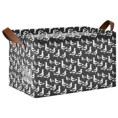 ALAZA Duck on Black Animal Rectangular Closet Storage Box Storage Bin Basket Storage Cube with Leather Handles Nursery Storage Laundry Hamper 2 Piece