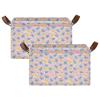 ALAZA Butterfly Blue Yellow Rectangular Closet Storage Box Storage Bin Basket Storage Cube with Leather Handles Nursery Storage Laundry Hamper 2 Piece view 2