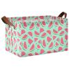 ALAZA Watermelon Blue Rectangular Closet Storage Box Storage Bin Basket Storage Cube with Leather Handles Nursery Storage Laundry Hamper 2 Piece view 1