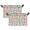 ALAZA Watermelon Blue Rectangular Closet Storage Box Storage Bin Basket Storage Cube with Leather Handles Nursery Storage Laundry Hamper 2 Piece view 2