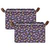 ALAZA Butterfly Black Polka Dot Rectangular Closet Storage Box Storage Bin Basket Storage Cube with Leather Handles Nursery Storage Laundry Hamper 2 Piece view 2