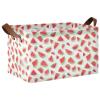 ALAZA 3D Watermelon Red White Rectangular Closet Storage Box Storage Bin Basket Storage Cube with Leather Handles Nursery Storage Laundry Hamper 2 Piece view 1