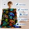 Personalized Custom Colorful Game Truck Name Blanket for Boys & Girls, Soft Cozy Swaddle Newborn Receiving Blanket with Name, Christmas Birthday Gift 30''x 40'' view 2