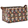 ALAZA Blossom Skull Head Dia De Los Muertos Rectangular Closet Storage Box Storage Bin Basket Storage Cube with Leather Handles Nursery Storage Laundry Hamper 2 Piece view 1