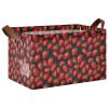 ALAZA Strawberry on Black Rectangular Closet Storage Box Storage Bin Basket Storage Cube with Leather Handles Nursery Storage Laundry Hamper 2 Piece view 1