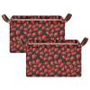 ALAZA Strawberry on Black Rectangular Closet Storage Box Storage Bin Basket Storage Cube with Leather Handles Nursery Storage Laundry Hamper 2 Piece view 2