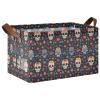ALAZA Sugar Skull Flower Floral Black Rectangular Closet Storage Box Storage Bin Basket Storage Cube with Leather Handles Nursery Storage Laundry Hamper 2 Piece view 1