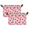 ALAZA Cherry Fruit Flower Rectangular Closet Storage Box Storage Bin Basket Storage Cube with Leather Handles Nursery Storage Laundry Hamper 2 Piece view 2