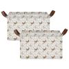 ALAZA Sheep Flower Rooster Rectangular Closet Storage Box Storage Bin Basket Storage Cube with Leather Handles Nursery Storage Laundry Hamper 2 Piece view 2