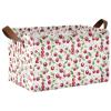 ALAZA Cherry Fruit Leaves on White Rectangular Closet Storage Box Storage Bin Basket Storage Cube with Leather Handles Nursery Storage Laundry Hamper 2 Piece view 1