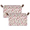 ALAZA Cherry Fruit Leaves on White Rectangular Closet Storage Box Storage Bin Basket Storage Cube with Leather Handles Nursery Storage Laundry Hamper 2 Piece view 2
