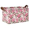 ALAZA Chic Rose Flower Floral Rectangular Closet Storage Box Storage Bin Basket Storage Cube with Leather Handles Nursery Storage Laundry Hamper 2 Piece view 1