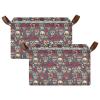 ALAZA Day of The Dead Floral Sugar Skull Rectangular Closet Storage Box Storage Bin Basket Storage Cube with Leather Handles Nursery Storage Laundry Hamper 2 Piece view 2