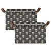 ALAZA Cool Sugar Skull Rose Flower Floral Rectangular Closet Storage Box Storage Bin Basket Storage Cube with Leather Handles Nursery Storage Laundry Hamper 2 Piece view 2