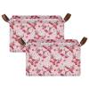 ALAZA Cherry Flower Blossom Floral Rectangular Closet Storage Box Storage Bin Basket Storage Cube with Leather Handles Nursery Storage Laundry Hamper 2 Piece view 2