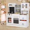Arlopu Play Kitchen for Kids, Wooden Pretend Toy Kitchen, Large Toodler Cooking Playset w/Cookware, Stove w/Light & Sound, Fabric Boxs, Disinfection Locker, Coffee Maker, Sink, Home Modern Ages 3+ view 1