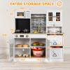 Arlopu Play Kitchen for Kids, Wooden Pretend Toy Kitchen, Large Toodler Cooking Playset w/Cookware, Stove w/Light & Sound, Fabric Boxs, Disinfection Locker, Coffee Maker, Sink, Home Modern Ages 3+ view 2