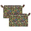 ALAZA Pineapple Lemon Strawberry Black Rectangular Closet Storage Box Storage Bin Basket Storage Cube with Leather Handles Nursery Storage Laundry Hamper 2 Piece view 2