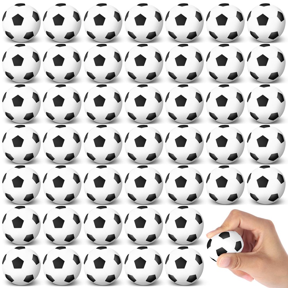 Blulu 64 Pcs Mini Soccer Stress Balls Bulk 1. 6 Inch Small Foam Balls for Kids Stress Relief Relaxation Soccer Party Favors Sport Team Gifts Party Bags Fillers Decoration School Carnival Reward