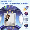 3 in 1 Rocket Ship Play Tent with Tunnel Ball Pit for Kids Space Themed Pop Up Playhouse Indoor Outdoor Astronaut Tent Set Toy Gift for Boys Girls Toddler Baby Child Games Birthday Party view 2