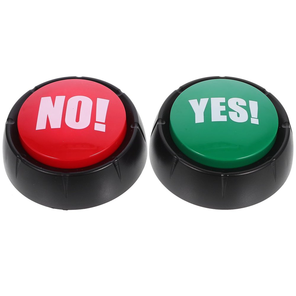 2pcs Answer Buzzers Yes Button and No Button with Sound, Electronic Responder Button Funny Toy for Game or Pet