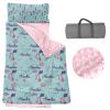 Personalized Toddler Nap Mats for Daycare - Custom Name Mermaid Kids Nap Mat for Preschool Kindergarten Girls Sleeping Bag with Pillow and Blanket, Thick Padded Easy Roll Up Dolphin view 1