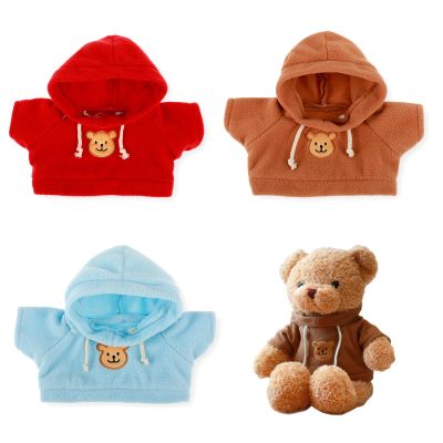 PEOVLVN 3 Pcs Build a Bear Clothes, Stuffed Animal Clothes Bear Hoodie Sweater Cute Tiny Clothes Fit Most 12-16 Inch Bears Make Your Own Plush Bears Outfits Accessories (red, blue, brown)