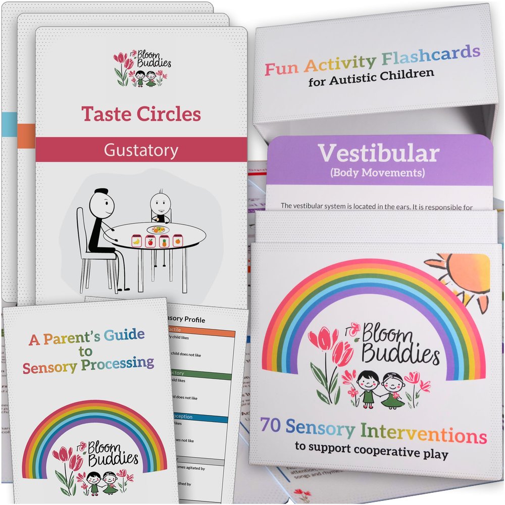 BLOOM BUDDIES - 70 Fun Sensory Games & Activities for Parents of Children with Autism ADHD. Sensory Play Ideas for Caregivers of Kids on The Spectrum. A Sensory Intervention Gift for Send Teachers