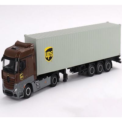 Actros with 40' Container Europe Brown and Gray 1/64 Diecast Model by Mini GT MGT00705