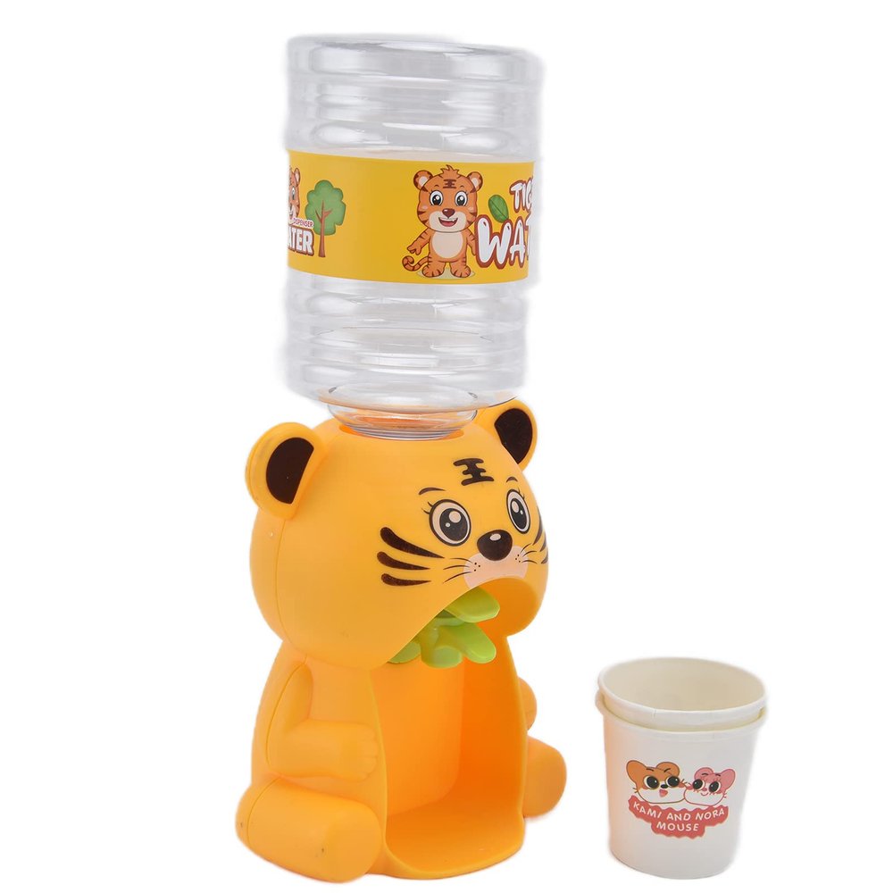 Cute Cartoon Animal Water Dispenser Toy for Mini Kitchen Playset, Lightweight and Durable, with Sound and Light Effects for Role Play (Big Cute Tiger)