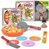 Pizza Party Play Food Toy Set for Kids Slice & Serve Plastic Pizza Pretend Box Pie Cutter Fake Condiments Play Foods & Bookmark for Children Toddlers view 1