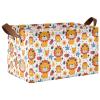 ALAZA Polka Dot Strawberry Lion Rectangular Closet Storage Box Storage Bin Basket Storage Cube with Leather Handles Nursery Storage Laundry Hamper 2 Piece view 1