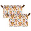 ALAZA Polka Dot Strawberry Lion Rectangular Closet Storage Box Storage Bin Basket Storage Cube with Leather Handles Nursery Storage Laundry Hamper 2 Piece view 2